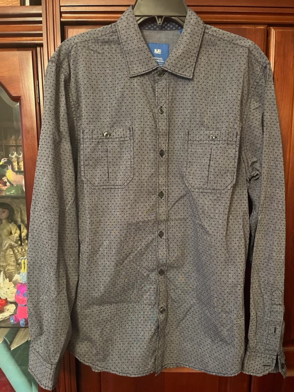 Michael Brandon Gray Micro-Pattern Casual Button-Down Shirt
